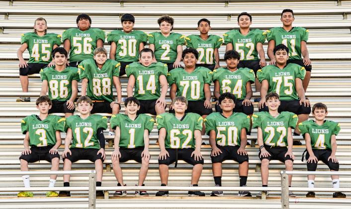 The 2025-26 7th Grade Dublin Lions football team was: Colt Splawn, Andrew Geffre, Santiago Deleon, Mason Joslin, Ezequiel Garcia, Omar Valencia, Tomas Arenas, Max Mata, Carter McNeal, Layton Ray, Gio Cerda, Gerardo Macias, Fabian Cortes, Carter Criswell, Xannon Biggs, Aiken Mori, Luke Thompson, Cason Guffie, Joseph Mann and Easton Veach. (Not pictured: Ezven Martinez) | Submitted photo