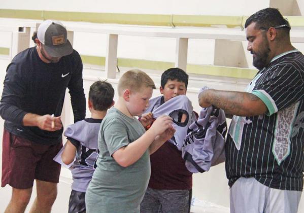 Dublin Youth Football Cheer League coaches and members were on hand to help 4th and 5th graders with equipment and registration for the upcoming tackle football season. This is the first youth tackle season for Dublin in 15 years. Paul Gaudette | Citizen staff photos