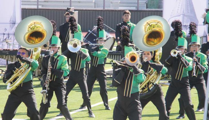 Sound of Dublin band performs “The Hidden Cathedral” at the Harry Bradberry Marching Classic at Dublin Secondary on Saturday, Sept. 30 The school hosted 14 school for the event in its third year. Paul Gaudette | Citizen staff photo