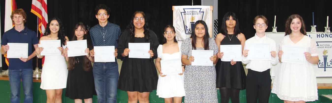 Eleven Dublin High School students were inducted into the National Honor Society Thursday, May 1 in the secondary school cafeteria. Among those inducted were: Jace Mendez, Kimberly Sevilla, Isabella Reyes Cisneros, Miguel Corrales, Yaritza Ortega, Karen Ortiz, Yareli Ortega, Jasmine Garcia, Paul Adams and Addison Ivie. Paul Gaudette | Citizen staff photo