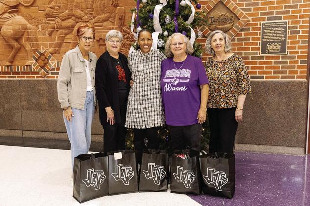Members of the Gamma Zeta Texas Chapter of Delta Kappa Gamma International and Tarleton State alumni including from left, Marilyn Pack, Program/Projects Chairman; Dr. Ann Calahan; Dr. Sherri Benn, Tarleton State Vice President for Global, Community and First-gen Initiatives; Mindy Petross, President; and Kimberlea Adams, Treasurer, delivered “blessing bags” of food and supplies to support students in need during the holidays. Tarleton State University | submitted photo