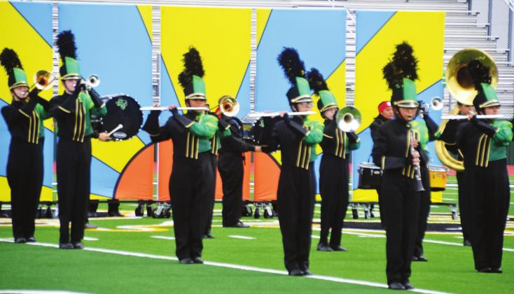 Paul Gaudette | Citizen staff photo DISD Band Director Ronny Luedke (below) gives a thumbs up to his drum majors and captains prior to the Sound of Dublin performance of its ‘Ninja’ routine at the first annual Harry Bradberry Marching Classic at Dublin Secondary. Ten bands performed in the inaugural event with band students, parents and boosters on site to help in any way.
