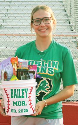 Kaden Gaitan (above,) DJ Ferguson (below) and Bailey Watson (right) were presented with special gifts for the Dublin Lions baseball season senior night Aug. 25. The presentation happened at Glen Rose as the final game was moved from the home field after last week’s rains. Paul Gaudette | Citizen staff photo