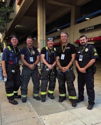 Dublin PD Sgt. Cody Cook, far right, participates in the annual Dallas 9/11 Stair Climb held last weekend. Sgt. Cook climbed with Lake Cities firefighters and his father-in-law. Courtesy photo