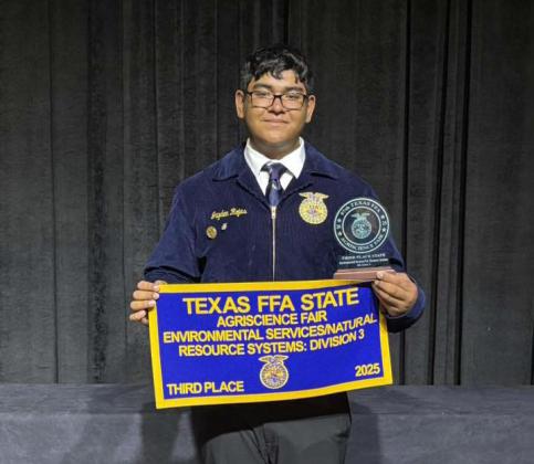 Jayden Rojas received third place at state for Environmental Services/Natural Resource Systems, Div. 3. Courtesy photo