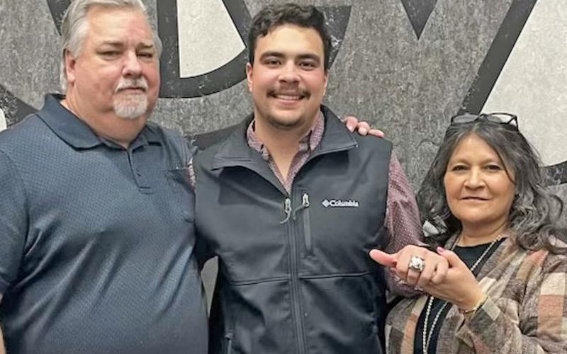 Chris Teten shows off his ring from McMurry University flanked by his parents, Rodney and Tammy. Submitted photo