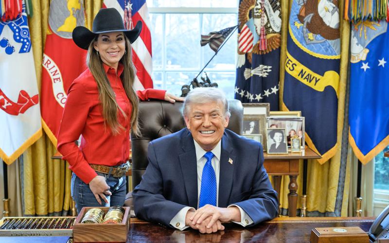 Dublin rodeo champion Kassie Mowry was among a group of rodeo stars who traveled to the White House March 13 where President Donald Trump recognized them for their accomplishments in the arena. | Photo courtesy of White House,WPRA