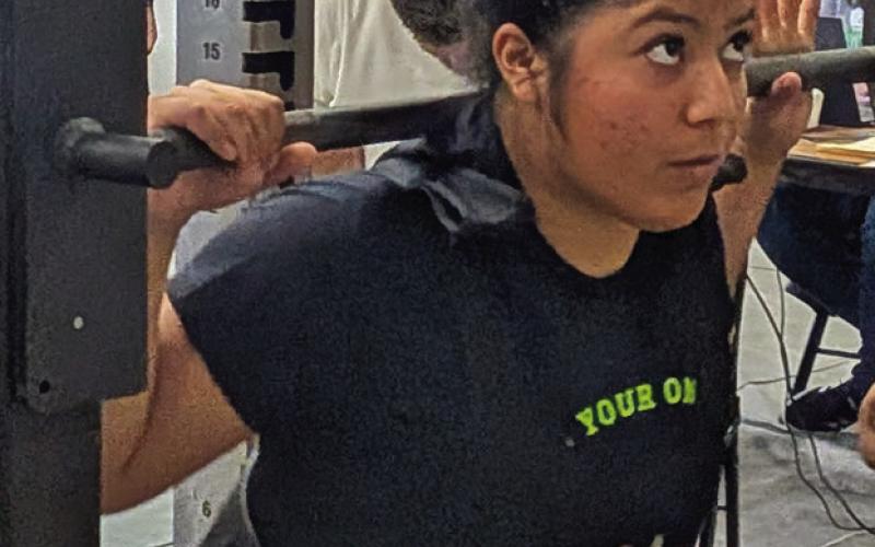 Dublin powerlifters Bayli Jackson, Jessa Bamber, Cassidy Adair and Candy Rodriguez are heading to state competition Thursday, March 19 at Edinburg. Paul Gaudette | Citizen staff photos