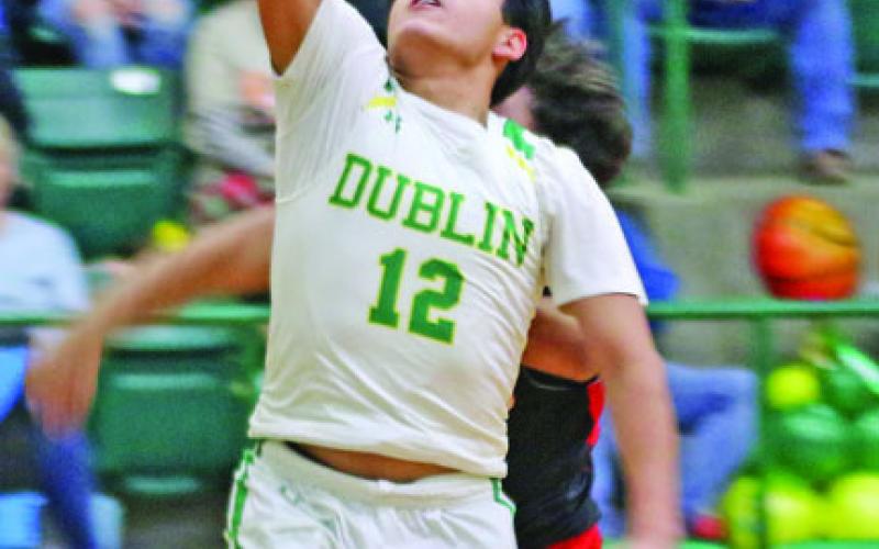 Dublin Lion Omar Vazquez lays up for two against the Eastland Mavericks Friday, Feb. 6 at home. Paul Gaudette | Citizen staff photo