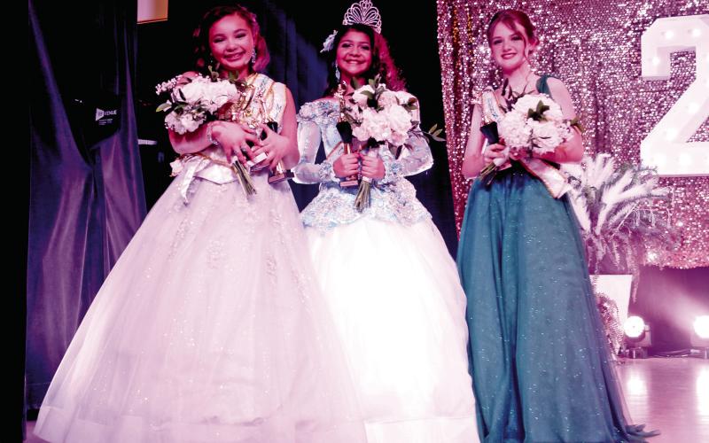 Winners of the Jr. Miss Dublin Pageant are from left, Junior Miss Dublin Ariyana Dominguez, 1st Runner Up Selah McCullough (who also won Miss Photogenic, Miss Pot of Gold and Miss Congeniality) and 2nd Runner Up Audrey Johnson. Wyndi Veigel-Gaudette | Citizen staff photo
