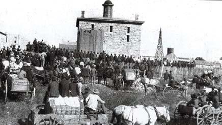 Photo courtesy of the Stephenville Historical House Museum The public hanging of Tom Wright for the murder of Constable John Adams took place just outside the county jail in Stephenville.