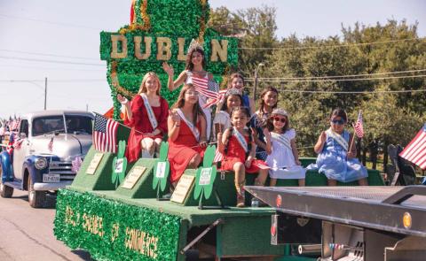 Dublin Chamber of Commerce Ambassadors for the Miss Dublin, Junior Miss Dublin and Little Miss Dublin Pageants wave to crowds from a float at the annual Fourth of July parade in Stephenville held on Independence Day. For more photos see the Dublin Citizen Facebook page. Danielle Meador | Citizen staff photo
