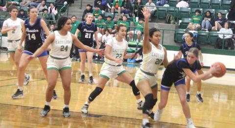 Lady Lions move to block opponents in a recent home game. Paul Gaudette | Citizen staff photo