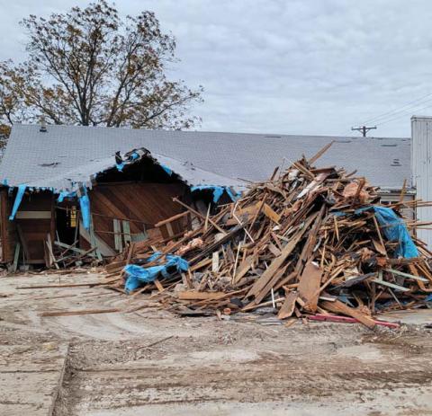 The former First Christian Church next to First Baptist Church was torn down last week to allow an expanded playground for Kingdom Kids to occur. Wyndi Veigel | Citizen staff photo