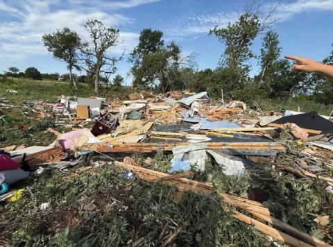 Damage is shown after an EF-1 tornado touched down in the south east part of Erath County Saturday, April 19. The home was completely destroyed, however no injuries occurred since the occupants were not home at the time. Courtesy photo