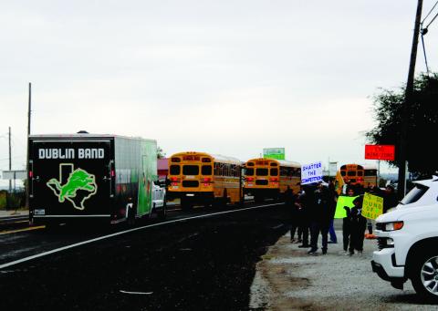 Throngs of people showed up along Hwy. 67 as the Sound of Dublin band headed out to Denton to compete in the area competition Saturday, Nov. 1. Paul Gaudette | Citizen staff photo