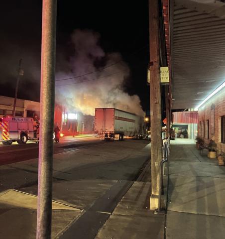 An 18-wheeler caught fire Sunday, Dec. 14 on Patrick Street in downtown. Firefighters were able to help put out the blaze and no buildings caught on fire. Karen Wright | Submitted photo