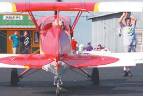  A light sport aircraft taxis in from the runway during the annual Light Sport Fly-in held at Dublin Airport.