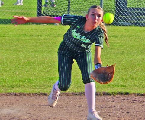 Dublin Lady Lion Tylor Nail leans in to catch an out during the Tuesday, March 24 home game against Early. The game ended 17-0 in the visitors’ favor. On Friday, March 27, The Lady Lions traveled to Tolar where the Lady Rattlers won 17-1. Paul Gaudette | Citizen staff photo