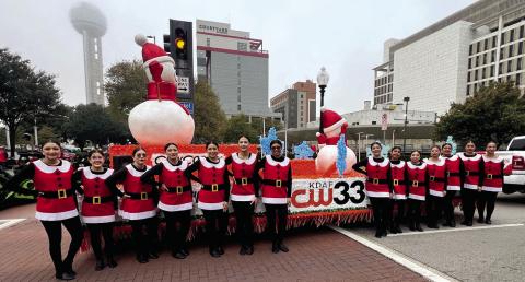 The Dublin Dandi-Lions get ready to participate in the Dallas Christmas Parade Saturday, Dec. 6 as they walked along the CW33 float. The girls also got to have an overnight outing in Dallas complete with ice PageA2 skatingattheGalleriaandyummyMexicanfood. Courtesy photo