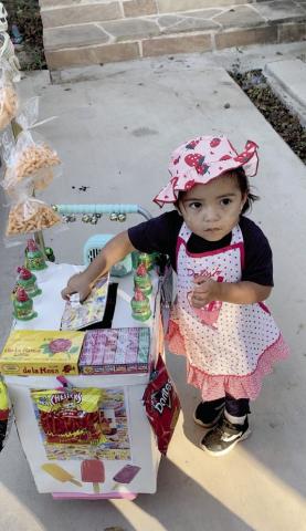 First place went to Carla dressed up as a food cart seller. She will receive $20 from the Dublin Chamber of Commerce. Submitted photo