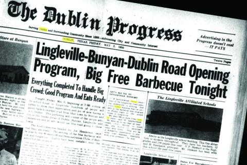 The Friday May 5, 1950 edition of the Dublin Progress announced the biggest celebration seen in many years. Those who lived along the road donated the property and did most of the research for the State Highway Commission. Submitted content