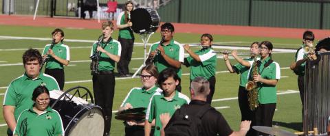 Sound of Dublin members perform their routine during the annual Harry Bradberry Marching Classic Saturday, Oct. 4 in which the school hosted several other teams in preparation of contest. See more photos on page B5. Paul Gaudette | Citizen staff photo