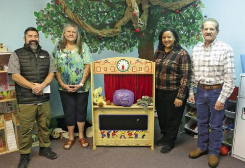 A $5,000 donation from Capital Power will aid Compassion Counseling Center this year. From left is Capital Power’s Manuel Flores, Elizabeth Foster, JJ Conway, and Carl Adams. Paul Gaudette | Citizen staff photo