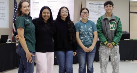 FFA State Agriscience Fair Students participating in State Agriscience Fair last year included Joanna Acevedo, Paul Adams, Xitali Briseno, Isabella Cervantes, Anabelle Delgado, David Greene, Keighly Lewis, Bently Limmer, Eli Moreno, Heidy Osornio, Jayden Rojas and Zoey Soria. Presented by FFA instructor Sophie Hayhurst. Paul Adams, David Greene and Jayden Rojas were also recognized for receiving FFA Lonestar Degrees.