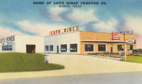 Loyd Hines attempted to deliver tractor parts to local farmers by pushing them from an airplane, but it didn't turn out well in the end. His Star Tire Business moved to the warehouse located on his new Ford Tractor Dealership on the Stephenville highway. Courtesy photo