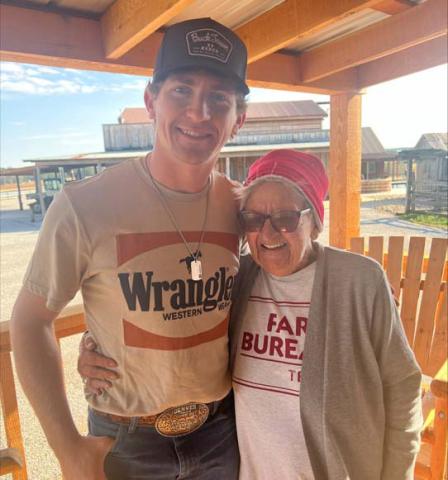 Professional Bullrider Cort McFadden got to meet one of his biggest fans Jenny Johnson through his mom, Leigh Ann McFadden who is a hospice nurse for CCS. Cort enjoys getting to meet his mom's patients and bring some lightness to their lives. Paul Gaudette | Citizen staff photo