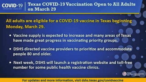 Vaccines open to all adults Monday