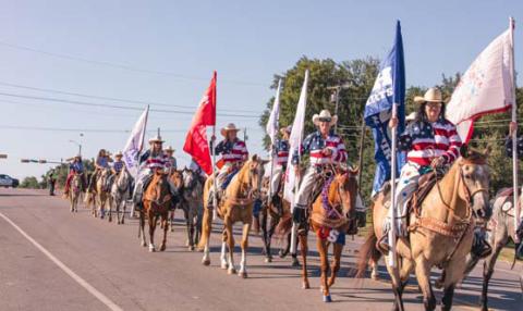 Numerous horse back riders participated in last year’s parade in Stephenville for July 4th. This year’s parade will start at 9 a.m. Friday, July 4 going through downtown Stephenville. File photo