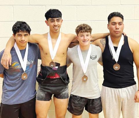 Dublin Lions Jovani Cervantes, Elijah Gonzales, Cameron Patton and Bernardo Ortega placed high in the Regional Powerlifting competition in Decatur March 14. Paul Gaudette | Citizen staff photo