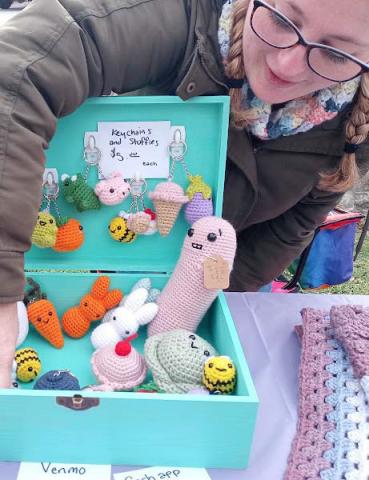 A creator made crocheted keychains and stuffies at the first Market Days of the year. The event is the third Saturday from 9 a.m. to 1 p.m. each month. Paul Gaudette | Citizen staff photo