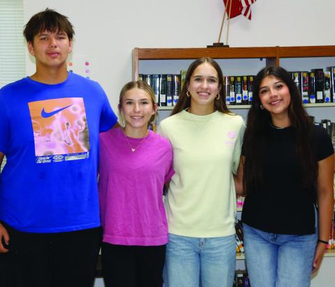 The 2025-26 DHS Freshman class officers are: Historian Jax Johnson, Vice President Tylor Nail, President Regan Vanbebber and Reporter Jocelyn Sanchez. Wyndi Veigel-Gaudette | Citizen staff photo