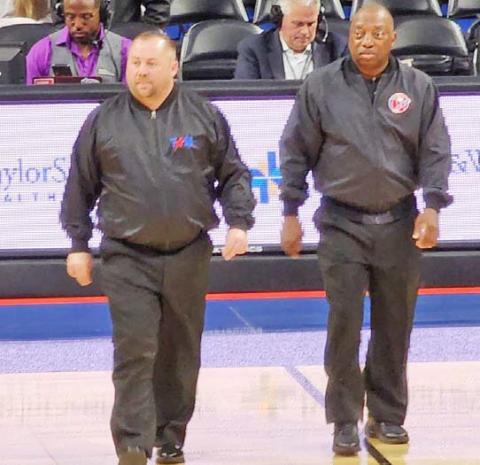 Chance Garrett, (left) Dublin Volunteer Firefighter and manager of Stone’s Auto was spotted on television over the weekend as he helped officiate the 1A State Championship Basketball game between Nazareth and Huckabay. Garrett said the hospitality and atmosphere were “aweseome.” | submitted photo