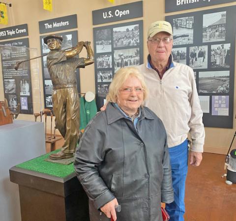 Carolyn Ives enjoyed a tour around Dublin’s Ben Hogan Museum from Harold Gilbreath. Ives met Hogan around the early ‘70s when she worked in the Fort Worth factory making Hogan branded equipment. Oma Lee Brawley | submitted photo