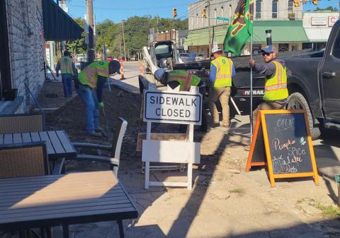 The new sidewalks downtown are a joint effort between the Economic Development Corporation and the city to provide safe sidewalks to those visiting downtown businesses. “Hopefully this is the first in a series of improvements. We want to thank the EDC board for their willingness to assist with such improvements,” City Manager Bobby Mendez said. Wyndi Veigel | Citizen staff photo