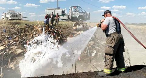 Dublin Volunteer Firefighters work to extinguish one of five fires that they responded to Monday, June 20. Emergency management and fire departments are urging extreme caution as the area enters firework season in a severe drought. Dublin VFD | Submitted Photo