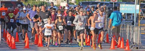 Runners in the Dublin Irish Stampede 10k and 5k head through the starting line Saturday, June 10. Paul Gaudette | Citizen staff photo