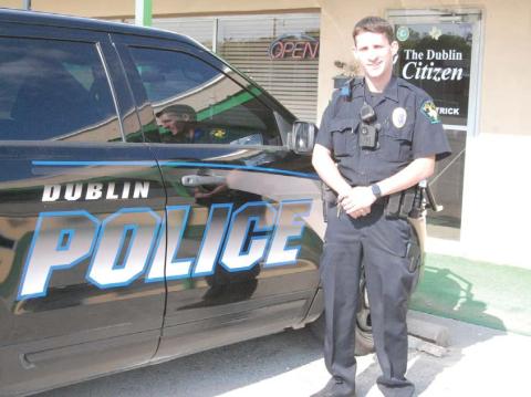 Paul Gaudette | Citizen staff photo New Dublin Police officer Quinten Sells was sworn in Friday, Sept. 9 and is excited to get to work, both with community policing and getting to know the community.