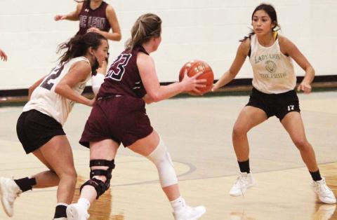 Dublin Lady Lions started their season strong with a scrimmage against DeLeon in the Dublin gym on Saturday, Oct. 28. The Dublin ladies outscored the visitors 32-29. “We came out strong with our energy,” said head basketball coach Kim Perez. “We know what we need to work on moving forward. I’m excited for this season.” Paul Gaudette | Citizen staff photo