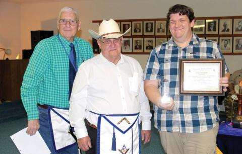 Members of the Dublin Masonic Lodge presented Dublin Citizen Manager Editor Paul Gaudette with the Community Builder award Tuesday, Jan. 17. Gaudette has worked for the Citizen since 2008. Wyndi Veigel | Citizen staff photo