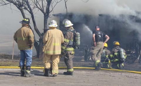 Dublin VFD, Lingleville VFD and Erath County Fire Rescue attempt to keep a fire contained in a nighborhood during a Red Flag Warning day Sunday, March 2. The home on Gracie was a complete loss with a second home experiencing significant loss. An additional fire also happened on Sunday on Pearl when a vehicle and shed were lost. Wyndi Veigel-Gaudette | Citizen staff photo