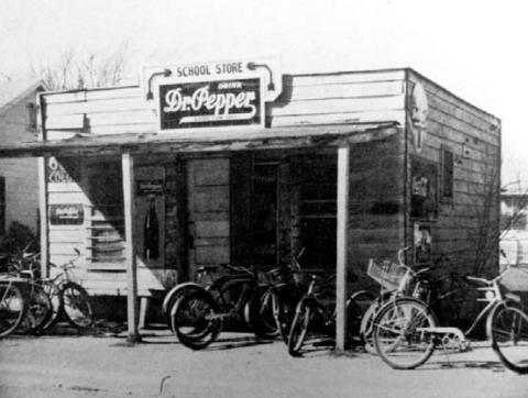 Submitted photo At one time there were two school stores. A two story rock building was across from the high school. A smaller building was across from the elementary school. Both sold candy and hamburgers so they were destinations for students at lunchtime. In the1941 yearbook there was a small rock building called the Lions Den that may have been a school store.