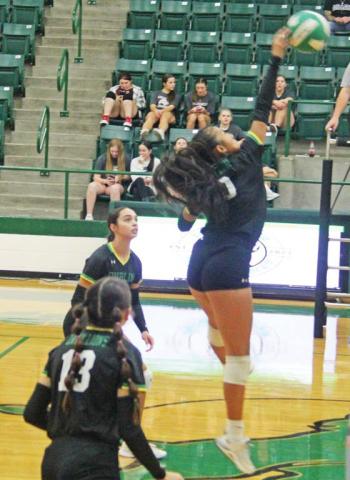 Lady Lion Ingrid Hernandez leaps up to return the ball to Millsap opposition during the Tuesday, Sept. 17 home game. Prior to the game, the girls hosted Teacher Appreciation Night. See Page B6 for photos. Paul Gaudette | Citizen staff photo