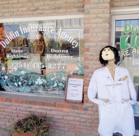 Flo from Progressive at Dublin Insurance Agency (119 S. Patrick Street) advertises Scary Good Rates.