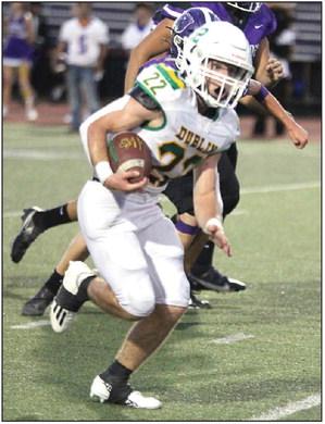 Dublin Lion Cameron Patton rushed past Florence Buffalo defense as he carried in an 88-yard touchdown Friday night at Liberty Hill. Patton led in rushing for the Lions that night with 111 yards.