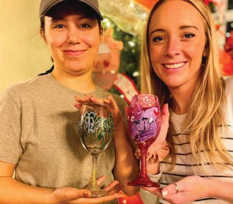 Courtesy photo Ladies enjoyed an evening event at Lucky Vines while painting wine glasses. The brewery and winery are hosting several Valentine’s Day themed events in the next few weeks. They are located at 675 CR 497 in Dublin.